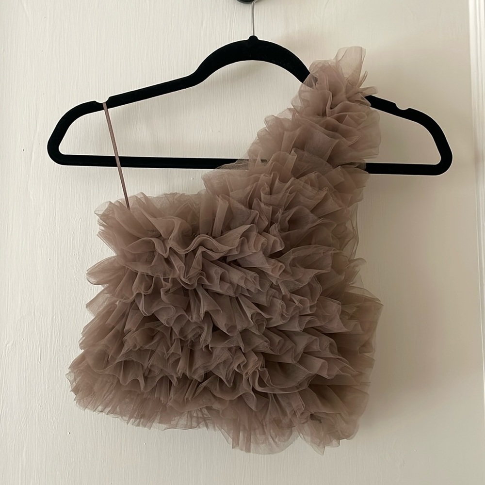 Zara Short Ruffle Top with Side Zipper - XS